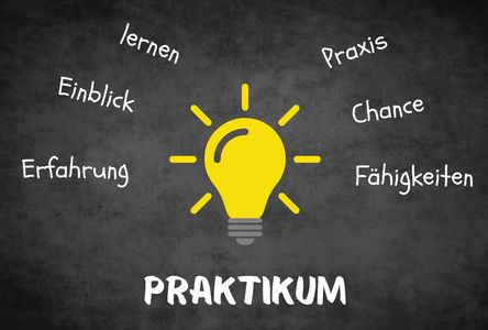 [Translate to español:] Glühlampe mit Schrift Praktikum